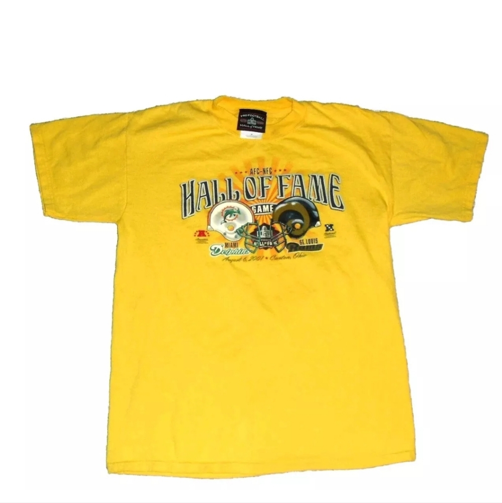 Pro Football Hall of Fame Game Miami Dolphins Rams Vintage T Shirt sz. Medium